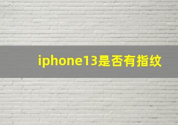 iphone13是否有指纹