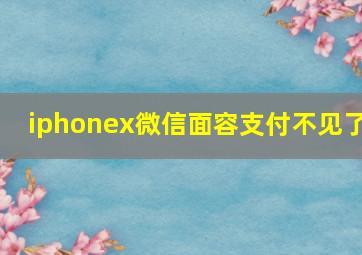 iphonex微信面容支付不见了