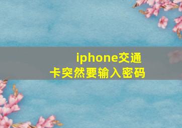 iphone交通卡突然要输入密码