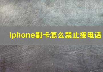 iphone副卡怎么禁止接电话