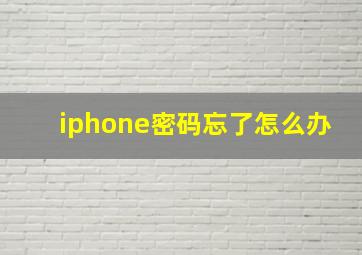 iphone密码忘了怎么办