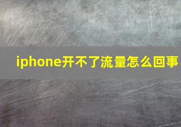 iphone开不了流量怎么回事