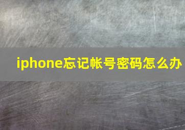 iphone忘记帐号密码怎么办