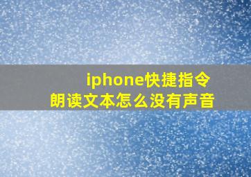 iphone快捷指令朗读文本怎么没有声音