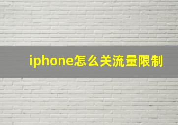 iphone怎么关流量限制