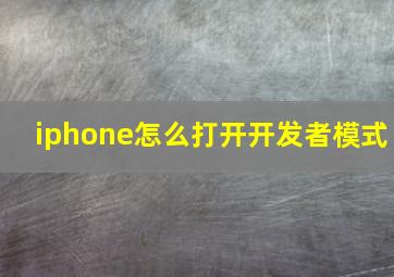 iphone怎么打开开发者模式