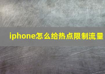 iphone怎么给热点限制流量