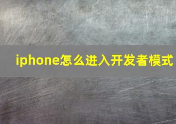 iphone怎么进入开发者模式