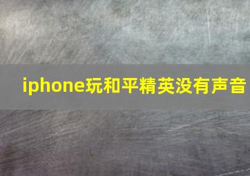 iphone玩和平精英没有声音