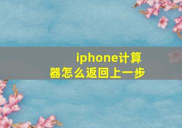 iphone计算器怎么返回上一步