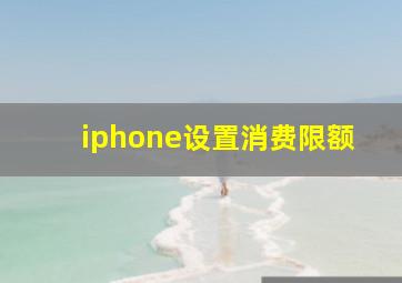 iphone设置消费限额