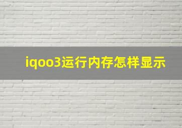 iqoo3运行内存怎样显示