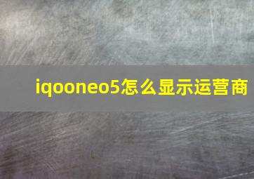 iqooneo5怎么显示运营商