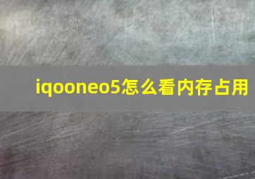 iqooneo5怎么看内存占用