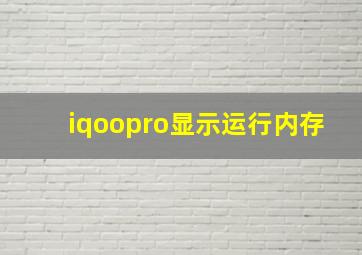 iqoopro显示运行内存