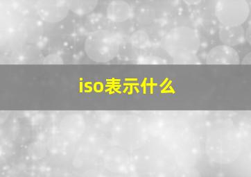 iso表示什么