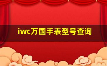 iwc万国手表型号查询