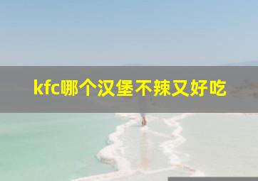 kfc哪个汉堡不辣又好吃