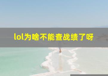 lol为啥不能查战绩了呀