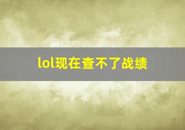 lol现在查不了战绩