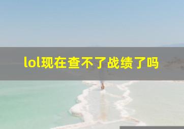 lol现在查不了战绩了吗