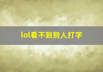 lol看不到别人打字