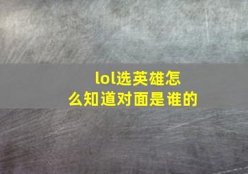 lol选英雄怎么知道对面是谁的