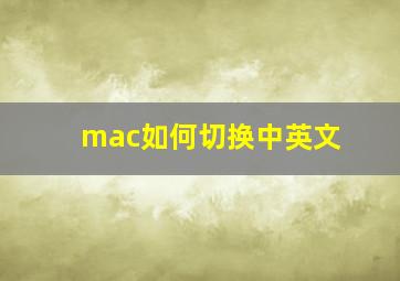 mac如何切换中英文