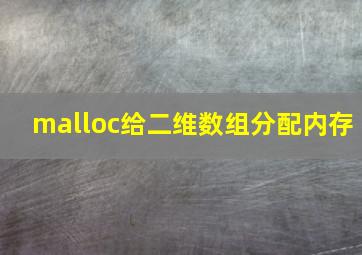 malloc给二维数组分配内存