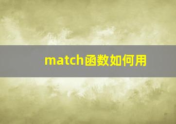 match函数如何用