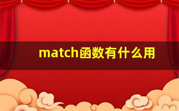 match函数有什么用