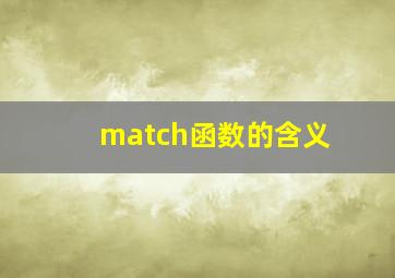 match函数的含义