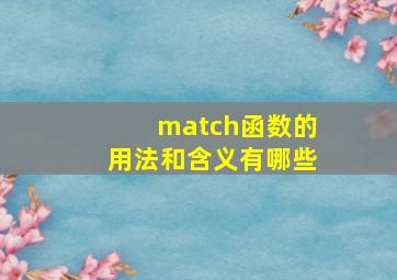 match函数的用法和含义有哪些