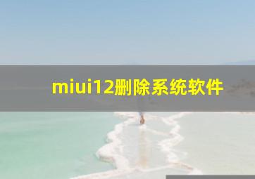 miui12删除系统软件