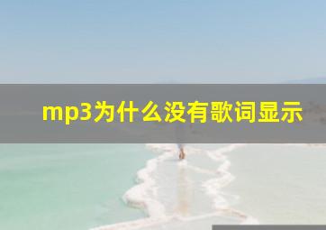 mp3为什么没有歌词显示