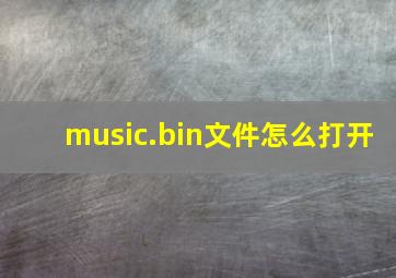 music.bin文件怎么打开