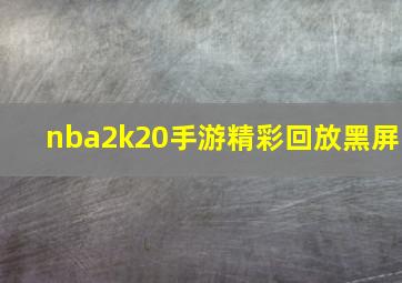 nba2k20手游精彩回放黑屏