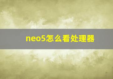 neo5怎么看处理器