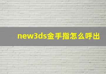 new3ds金手指怎么呼出