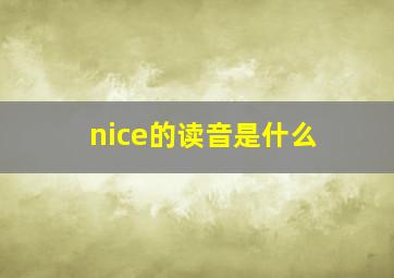 nice的读音是什么