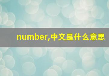 number,中文是什么意思