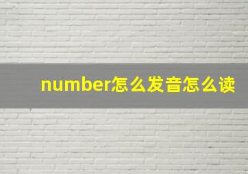 number怎么发音怎么读