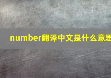 number翻译中文是什么意思