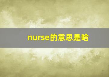 nurse的意思是啥