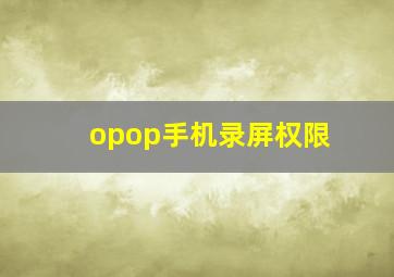 opop手机录屏权限