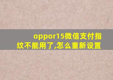 oppor15微信支付指纹不能用了,怎么重新设置