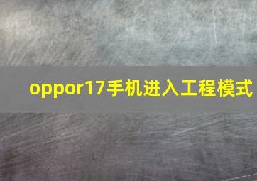 oppor17手机进入工程模式