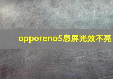 opporeno5息屏光效不亮