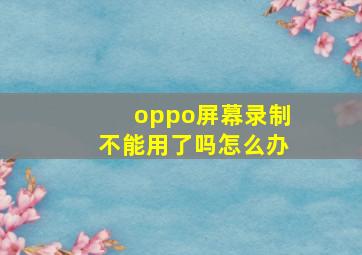 oppo屏幕录制不能用了吗怎么办