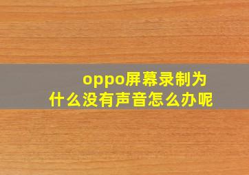 oppo屏幕录制为什么没有声音怎么办呢